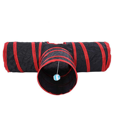 Trou d'observation et boule de jouet de style durable pour animaux de compagnie Tube de tunnel pour chats pliable à trois voies pour chats d'intérieur