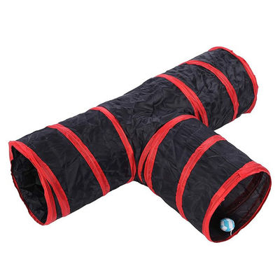 Trou d'observation et boule de jouet de style durable pour animaux de compagnie Tube de tunnel pour chats pliable à trois voies pour chats d'intérieur
