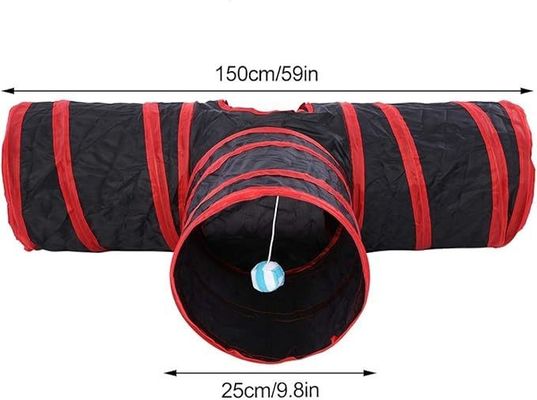 Trou d'observation et boule de jouet de style durable pour animaux de compagnie Tube de tunnel pour chats pliable à trois voies pour chats d'intérieur