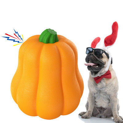 Boule de jouet pour chien à la citrouille de grande taille Boule à mâcher TPR durable pour l'entraînement et le nettoyage des dents