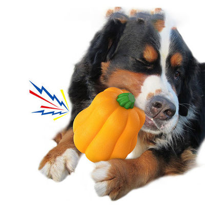 Boule de jouet pour chien à la citrouille de grande taille Boule à mâcher TPR durable pour l'entraînement et le nettoyage des dents