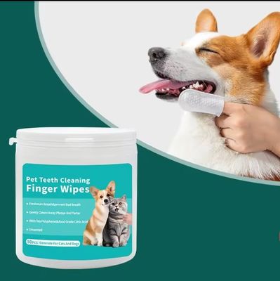 ST-03 Blanchiment des dents des animaux de compagnie, couches pour les doigts, lingettes humides 8,3 cm*4 cm