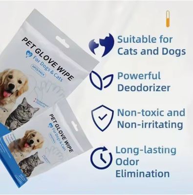 Logo personnalisé Acceptable 6PCS Pack Gants de nettoyage pour animaux de compagnie pour le toilettage PET lingettes humides