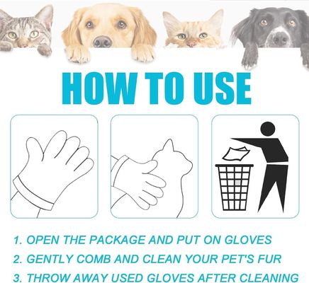 9.6in*12.6in Taille de feuille Gants de toilettage pour animaux de compagnie pour la vie quotidienne Ecologique et jetable