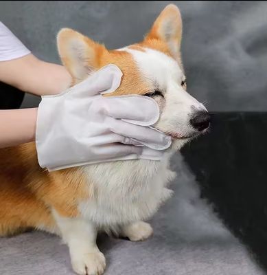 Paquet bleu non tissé Nettoyage à usage unique Gants de toilettage pour animaux de compagnie Lingettes humides pour chiens chats