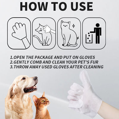 Logo personnalisé Acceptable Gants de toilettage pour animaux de compagnie non tissés pour chiens et chats 6 pièces/1 sac