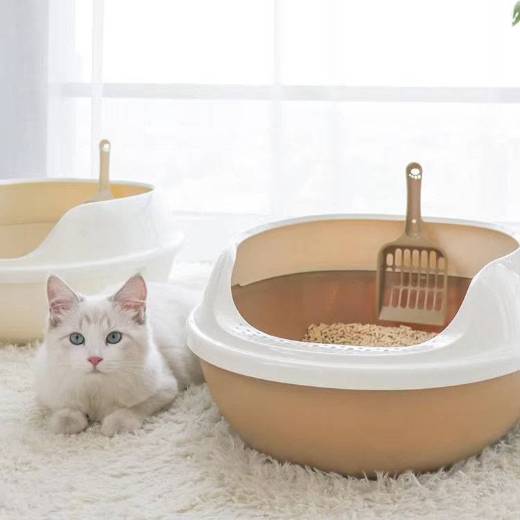 Boîte de litière pour chat anti-éclaboussures Pet Dog Toilette Grand espace chat plateau de chat en plastique pour intérieur