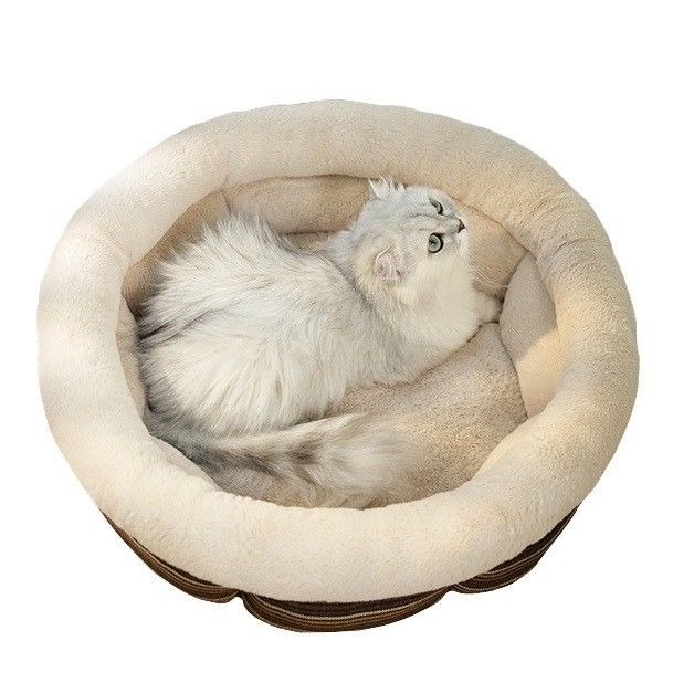 Canapé pour animaux de compagnie Lit à coussin rond à beignets pour chats ou petits chiens Anti-glissement Résistant à l'eau