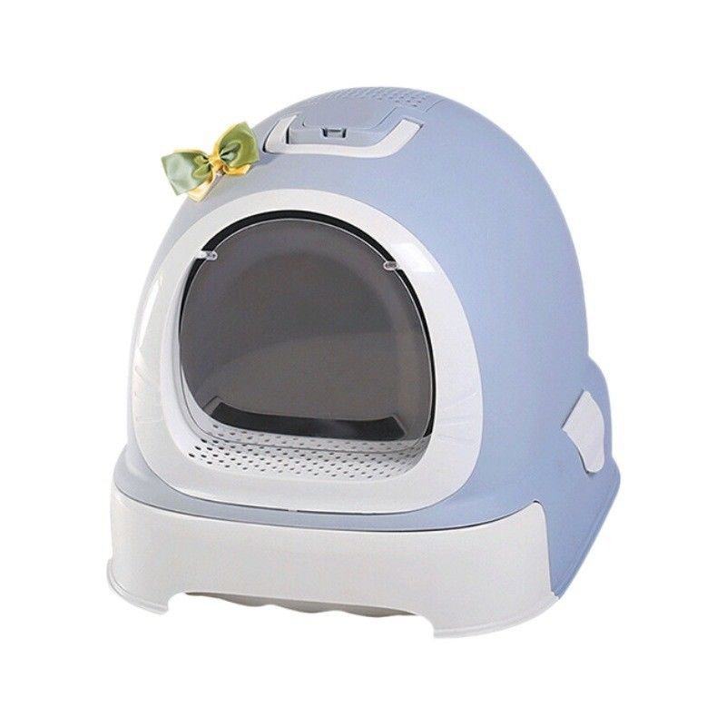 Facile à nettoyer Doraemon Design Cat Litter Box avec scooper et couvercle empêcher la dispersion de la litière
