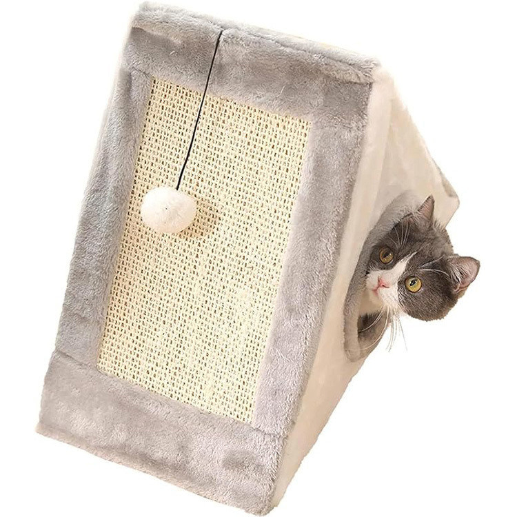 Jeux amusants chats et chiens Lit universel pour animaux de compagnie Lit de jouet pour chat Cadre d'escalade Triangle de chat Table à gratter Aiguiser les griffes Sisal Lit de jouet