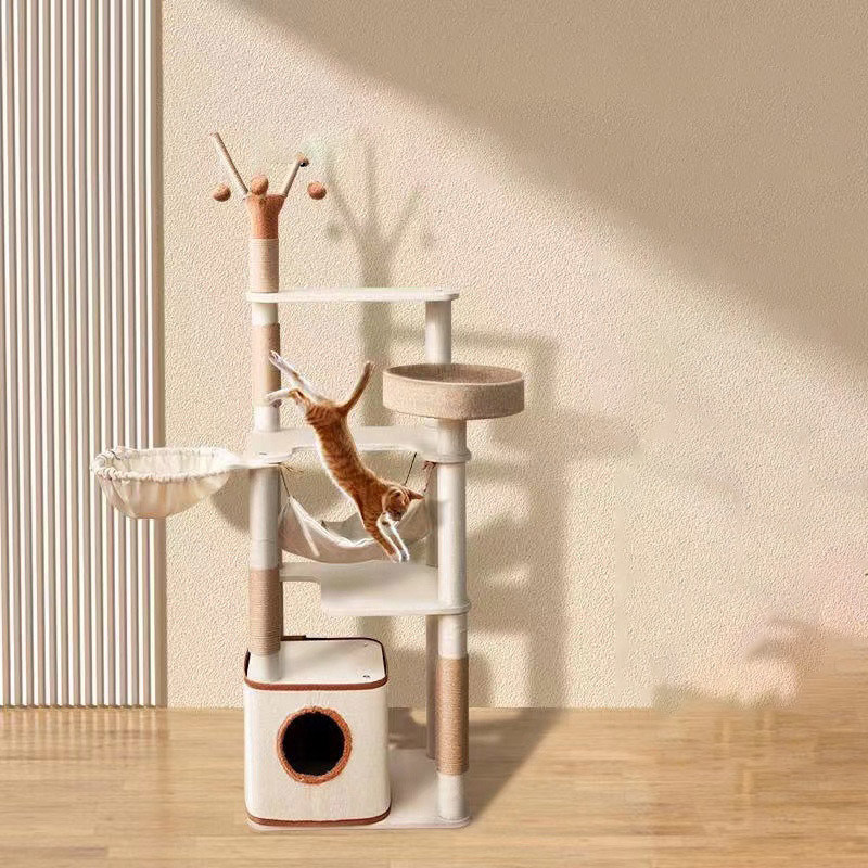 Function Fun Play 143cm Classic Cat Tree avec deux condos et un siège de grattage de chat Sisal