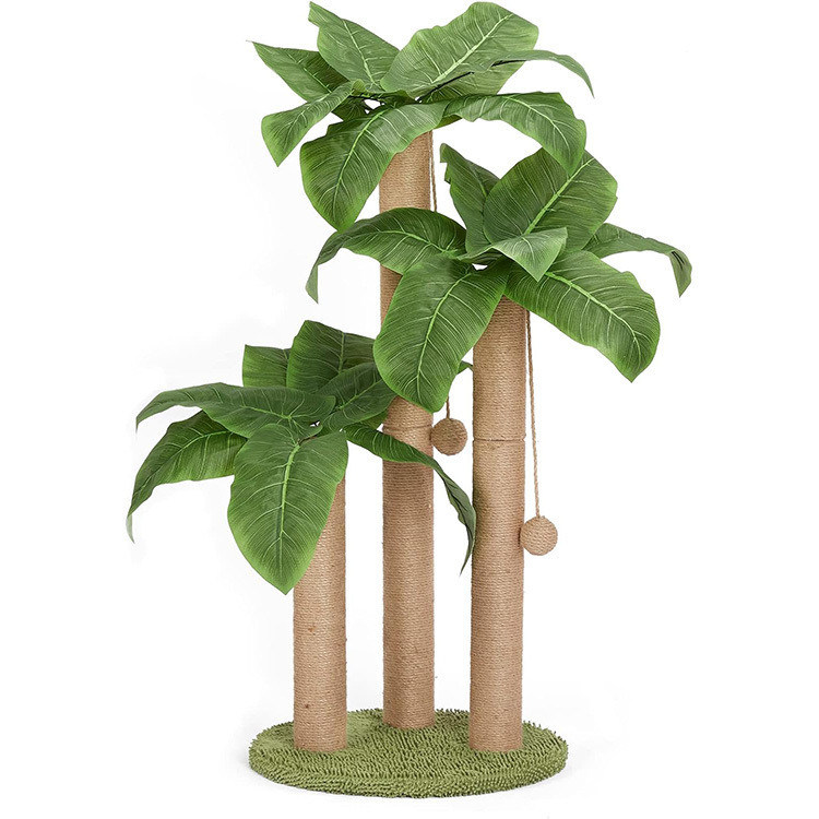 Meubles pour chats Maison d'animaux de 80 cm de haut Sisal naturel Arbre de chat avec boule et 3 piliers