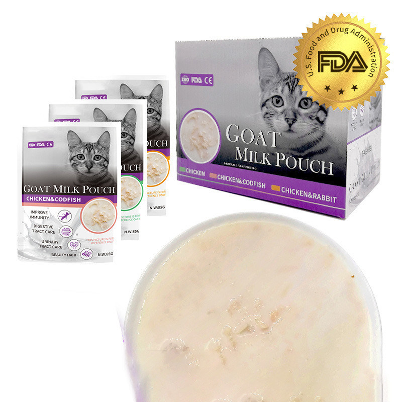 Santé digestive saveur mélangée Aliments pour chats humides avec ingrédients naturels et collation au lait de chèvre