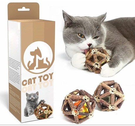 Des bâtons de vigne d'argent naturels durables, jouets interactifs à mâcher pour le chat, pour le plaisir et le nettoyage des dents