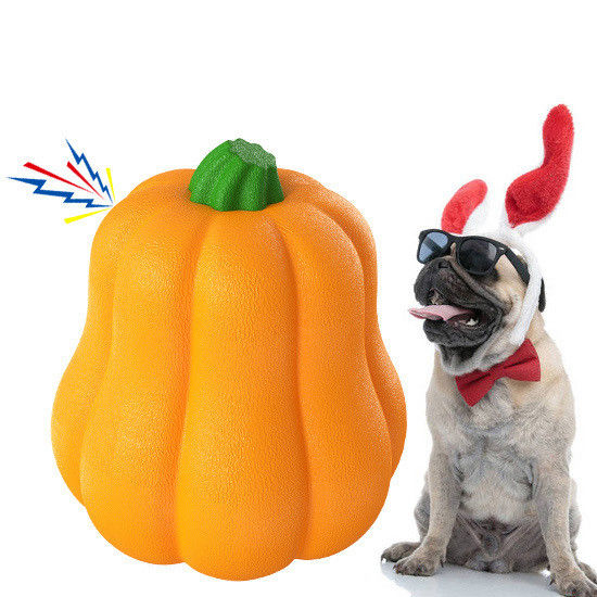 Boule de jouet pour chien à la citrouille de grande taille Boule à mâcher TPR durable pour l'entraînement et le nettoyage des dents