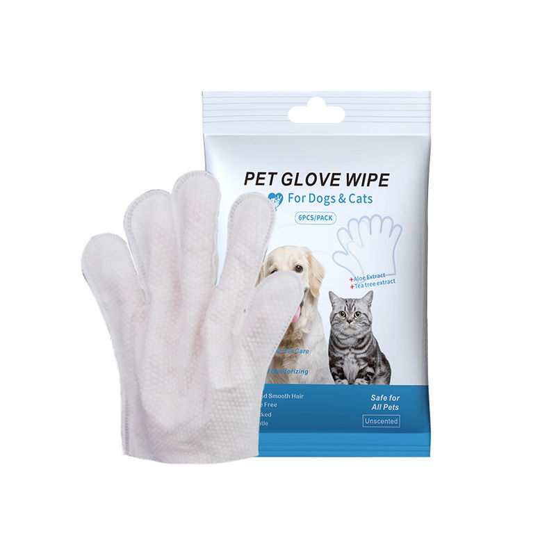 Logo personnalisé Acceptable 6PCS Pack Gants de nettoyage pour animaux de compagnie pour le toilettage PET lingettes humides